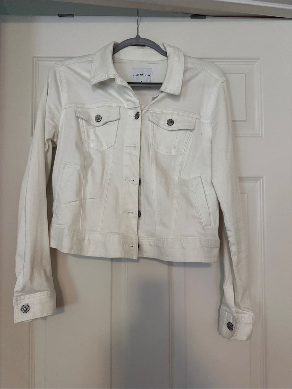 Celebrity Pink White Denim Jean Jacket